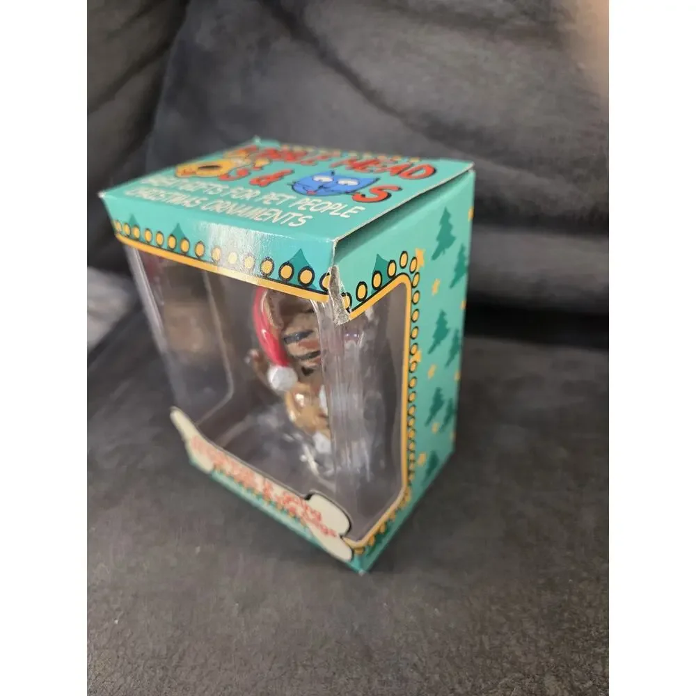 Vintage Cavanagh Bobble Head Christmas Ornaments - Golden Retriever & Tabby Cat